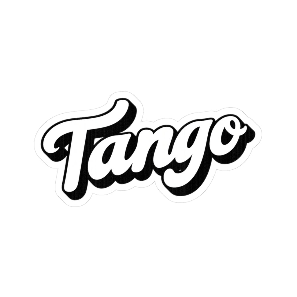 Tango Script Kiss-Cut Sticker — Retro Black & White Laptop Decal